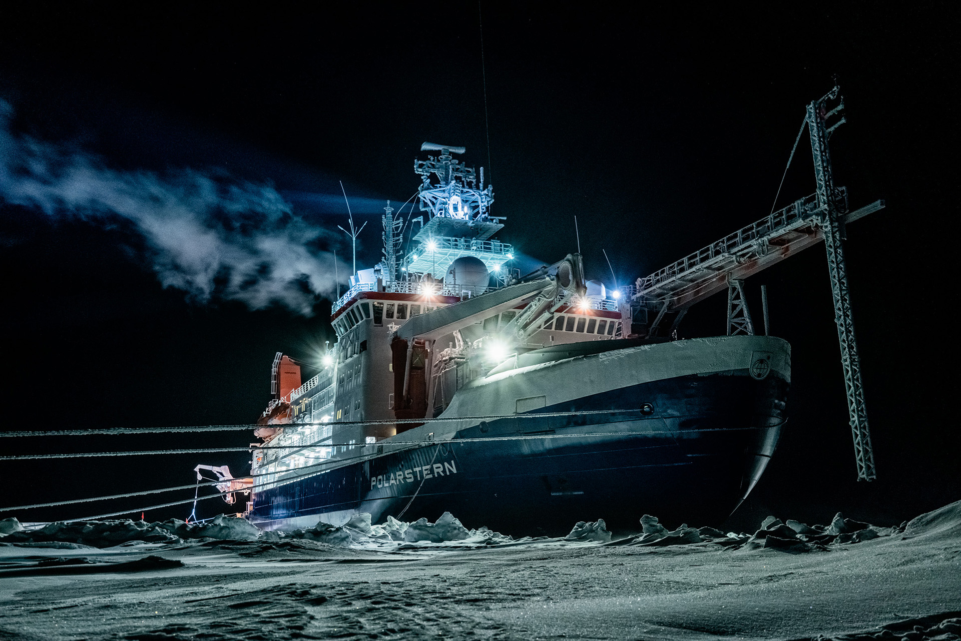 R/V Polarstern during polar night in the Arctic