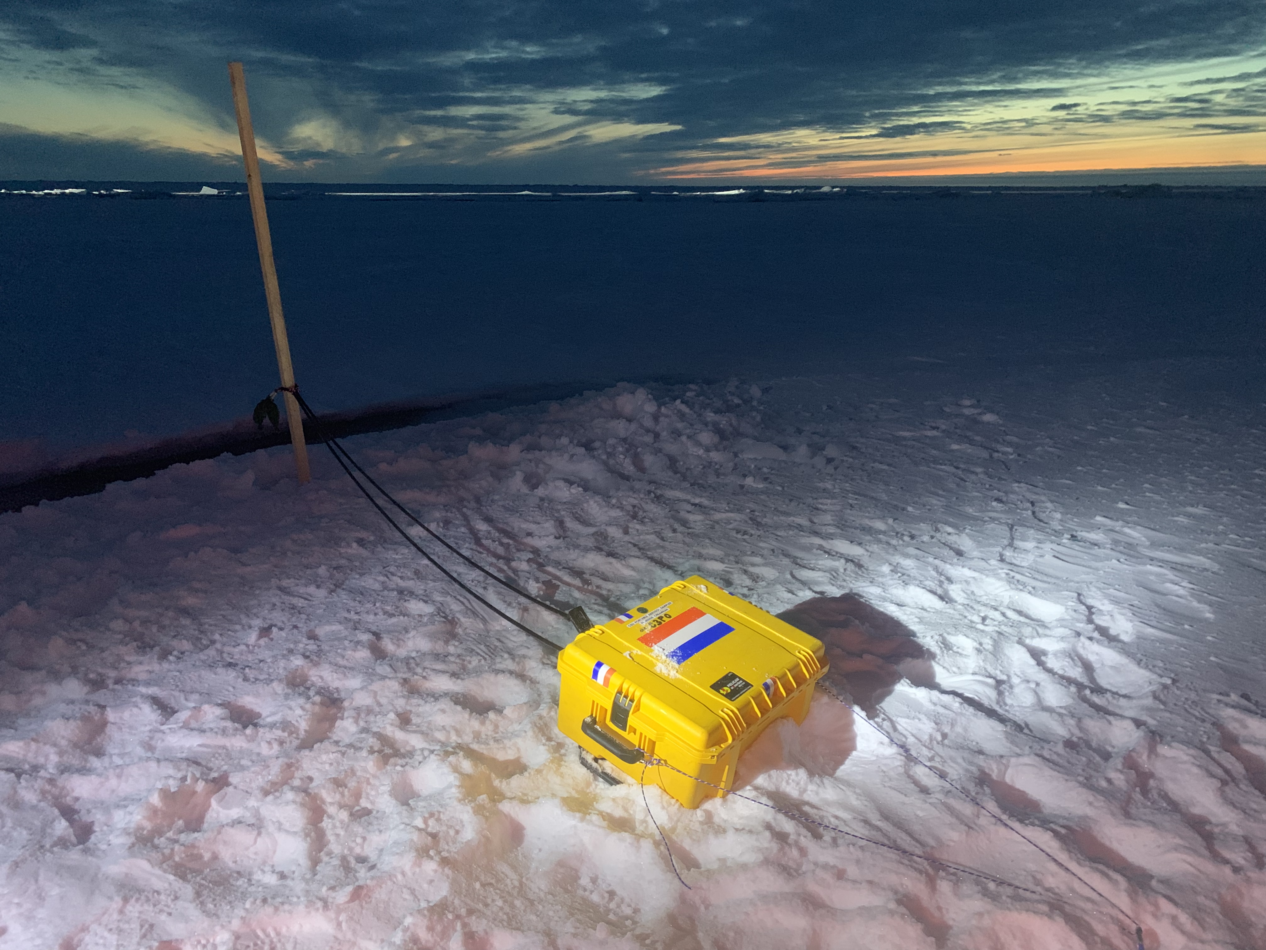 Jessie Creamean's aerosol sampler named C3PO sits during the MOSAiC expedition