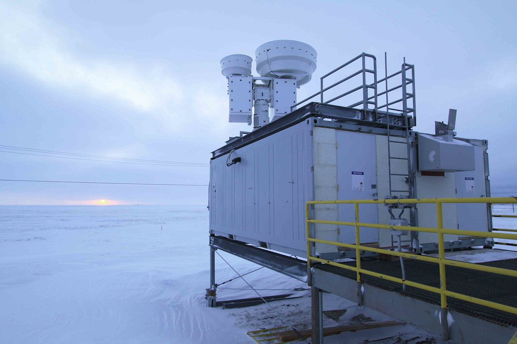 ARM North Slope of Alaska radars point up at the clouds overhead.